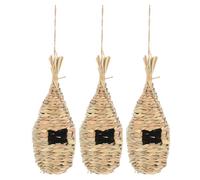 JUMPLAWN 3pcs Handmade Hanging Bird Nests Set for Birds in Garden and Yard Lightweight Plastic Material with Natural Visual Effect and Simple Structure Creative Decorative