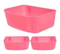 JUMPLAWN 3pcs Plastic Bird Cage Food Bowl Reusable Easy to Clean Bird Feeder for Cockatiel with Red Colour