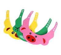 JUMPLAWN 3pcs Shower Caps Adjustable Cartoon Shampoo Hats for Newborn, Soft Waterproof Bath Caps in Pink Green Yellow for Bathing Safety