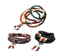 JUMPLAWN 3pcs Wooden Prayer Bracelet 108 Beads Adjustable Stretch Buddha | Comfortable Strong Elastic Cord, Handmade Wooden Bead Design, Devotional Style, for Women and Daily Wear Random Style