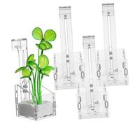 JUMPLAWN 4 Pcs Acrylic Aquarium Plant Holders with Hooks for Fish Tank Decoration Clear Aquatic Planter Cups Easy Assembly Sturdy Transparent Design for Live Plants in Aquarium