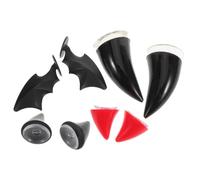 JUMPLAWN 4pair Devil Horns for Motorcycle Helmet with Suction Plastic Decor Includes Black Wings Red Black Small Horns Fit for Biking Scooter Snowboarding