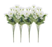 JUMPLAWN 4pcs Artificial Daisy Bouquet, 7 Stems with 21 Lifelike Faux White Daisy Flowers for Home Décor, Wedding Photo Prop and Table Centerpiece Arrangement