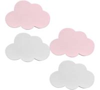 JUMPLAWN 4pcs Creative Cloud Shaped Wooden Wall Hook for Bedroom Decor | Adhesive Installation, Smooth Polished Surface, Friendly Design, for Jackets, Dog Leashes and Study Walls