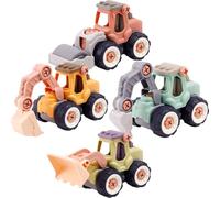 JUMPLAWN 4Pcs Engineering Truck DIY for Educational Take Apart Construction Vehicles Develop Imagination Coordination Safe Design for Creative Play