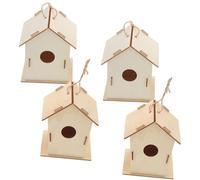 JUMPLAWN 4pcs Painted Wooden Bird Nest Diy Bird House Kits Craft Woods for Boys and Girls