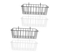 JUMPLAWN 4pcs Rabbit Hay Feeder Metal Rack Set for Small Animals Hay Holder for Bunny and Guinea Pig Cage in White and Black for Mess-Free Grass Feeding
