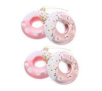 JUMPLAWN 4pcs Rose Gold Donut Candy Hanging Ornaments Set Artificial Dessert Decorations for Christmas Tree Party Photography Props Reusable Holiday Pendant