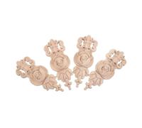 JUMPLAWN 4pcs Solid Wood European Style Onlay Applique Unpainted Corner Trim for Furniture Cabinet Door and Window Decoration Intricate Carved Molding for Home