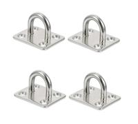 JUMPLAWN 4pcs Stainless Steel U-Shaped Hook with Square Pad Eye Plate for Hanging Hammocks and Wind Chimes, High Gloss Finish, Burr-Free Design Suitable for Balcony and Office Use