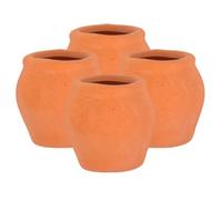 JUMPLAWN 4pcs Tiny Terracotta Planters for Small Compact Decorative Pots