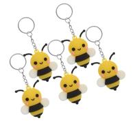 JUMPLAWN 5pcs Cute Cartoon Bee Keychain Bag Pendant Hanging Decor Creative Bee Key Ring for Party Favors Fillers and Backpack Accessories