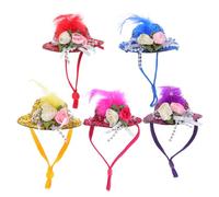 JUMPLAWN 5pcs Mini Chicken Hats with Adjustable Chin Strap Fun Floral Caps for Small Animals Like Guinea Pigs Snakes Hedgehogs and Bearded Dragons for Photography and Celebrations