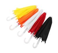 JUMPLAWN 5pcs Mini Colorful Umbrella Lightweight Polyester Decorative Tiny Umbrellas for Dollhouse Accessories Photo Props in Red Yellow Orange Black White