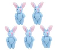 JUMPLAWN 5Pcs Mini Plush Jointed Rabbit Dolls Adorable Bunny Stuffed Animal for Easter Birthday Cake Toppers Wedding Decorations Soft Plush Material for Cuddling and Hugging