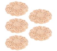 JUMPLAWN 5pcs Wooden Carving Applique Wood Carving Decal Cabinet Decor Delicate Fine Craftsmanship Versatile Home Decoration for Beds and Doors