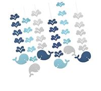 JUMPLAWN 6pcs Marine Style Hanging Decoration Fringe School Welcome Ceiling Decorations to Decorate Elementary Pastel Themed Ocean Everyone Sweet First Party Sea Nautical Glitter Paper
