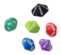 JUMPLAWN 6Pcs Multi-Sided Plastic Game Dice Set with Place Values (Units, Dozens, Hundreds, Thousands, Ten Thousands, Hundred Thousands) for Board Games and RPG Entertainment, Random Color