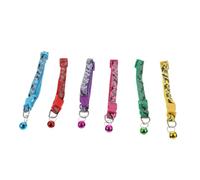 JUMPLAWN 6Pcs Pet Bell Collars with Safety Buckle Camouflage Pattern Cat and Dog Necklaces Comfortable Accessories in Red Yellow Green Blue Purple Rose