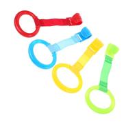 JUMPLAWN 8pcs Assorted Colour Plastic Nursery Pull up Rings for Bed and Crib, Lightweight and Comfortable to Hold Standing Training Handles for Toddlers in Nursery