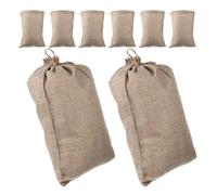JUMPLAWN 8pcs Khaki Burlap Garlic Bag with Drawstring, Reusable Vegetable Storage Bags for Potato and Fruit, Sturdy Drawstring Pouch for Home and Outdoor Use, Tear-Resistant Sorting