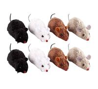 JUMPLAWN 8pcs Plush Mouse Toys Wind-up Rat Toy for Cats Clockwork Rat Soft Pet Cat Focus Training Random Color