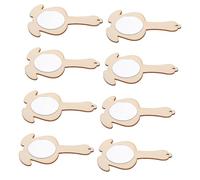 JUMPLAWN 8Pcs Unfinished Mirrors DIY Craft for Hand-brain Coordination Lightweight Wooden Handheld Mirrors for Art and Coloring Activities and Fade-resistant Household Decor