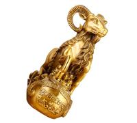 JUMPLAWN Brass Goat Statue Precision Cast and Versatile Design, Antique Golden Lamb Figurine Decor for Entryway Cabinets and Office Desk, Feng Shui Ornament Auspicious Zodiac Symbolism