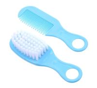 JUMPLAWN Brush and Comb for Newborns Soft Massage Hair Tool Kit in Blue Gentle Circular Tooth Design for Sensitive Scalps Anti-Static Material Supports Blood Circulation and Brain Developme