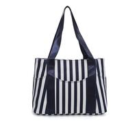 JUMPLAWN Canvas Bag Shoulder Striped Capacity Tote Large for Mommy Women | Black, Portable Multi Pocket Design, Good Stitching, Weekender Gym Use, Super Lightweight Carry