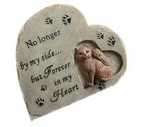 JUMPLAWN Cat Memorial Stone Ornament Durable Resin Pet Memorial Statue for Garden Heart Shaped Angel Design Sturdy Cat Remembrance Lasting Tribute for Lost Feline