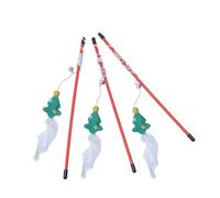 JUMPLAWN Cat Tease Sticks Retractable Wand 3 Pcs with Bells Christmas Themed Funny Cat Interactive for Pet Training and Play for Festive