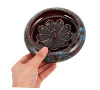 JUMPLAWN Ceramic Lotus Flower Incense Burner with Pure Copper Base Traditional Asian Style Cone Stick Holder for Meditation Aromatherapy Air Purification and Relaxation at Home