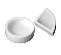 JUMPLAWN Ceramic Reptile Feeding Bowls Set 2pcs White Round Square Medium Water Dish Turtle Tortoise Lizard Food Holder Escape-proof for Exotic Pet Supplies