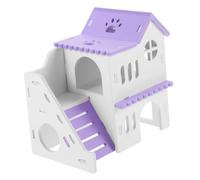 JUMPLAWN Colorful Villa Hideout House for Small Animals Double- Hamster Hut Multi-chambers Purple Scottish Design for Hamsters Guinea Pigs and Hedgehogs