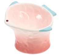JUMPLAWN Creative Pink Fish-shaped Cat Food Dish Elevated Non-slip Pet Feeder for Kittens Easy Clean Ceramic Bowl for Treats and Meals Stylish Home Decor for Your Feline Friend