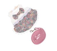 JUMPLAWN Decorative Rabbit Costume Leash Lace Dress Full Bunny Outfit Floral Print Pet Clothing for Photography m Size Suitable for Rabbits and Small Pets
