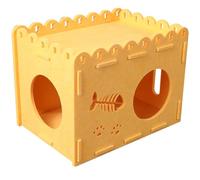 JUMPLAWN Detachable Felt Cat House Cat Scratch House Square Creative Shape Yellow Non Shedding Breathable Design Pet Bed for Indoor Seasons