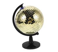 JUMPLAWN Disco Ball Globe Tabletop Decoration Gold Reflective Glass Sphere Sparkling Sculpture for 70S Party Favors and Geography Educational Globe Home Decor