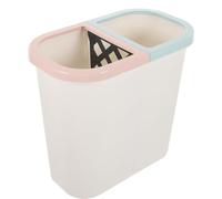 JUMPLAWN Dual Section Trash Box White Plastic Garbage Container with Double Compartments for Bathroom and Desk