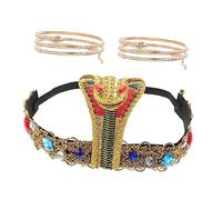 JUMPLAWN Egyptian Snake Design Headband and Bangle Set Upper Arm Band Cuff and Snake Arm Bangle Costume Accessories for Halloween Parties and Cosplay