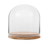 JUMPLAWN Eternal Flower Glass Dome Display Cloche 15X15Cm Cylinder Bell Jar with Bamboo Base for Dustproof Home Décor and Collectibles Showcase