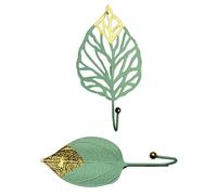 JUMPLAWN Home Wall Hangers Decorative Clothes Hook 2pcs Leaf Shaped Wall Hooks Iron Green for Bedroom Living Room and Clothing Store