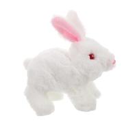 JUMPLAWN Interactive Electric Plush Rabbit Toy for Kids Realistic Walking Bunny with LED Eyes Soft Stuffed Animal for Children and Toddlers