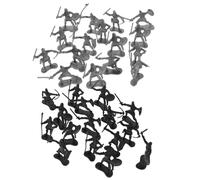JUMPLAWN Medieval Soldier Action Figures Set 60 Pcs Mini Army Men Figures for Boys and Girls Black and Silver Knights Shields for Birthday Parties and Castle Building