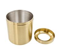 JUMPLAWN Mini and Space-efficient Corrosion Resistant Stainless Steel Garbage Can 1.5l Capacity with Gold Accent Small Desktop Waste Bin for Office and Bathroom Countertop Use