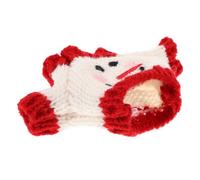 JUMPLAWN Mini Doll Sweater DIY Clothes Red and White Smiling Bear Knit Wool Doll Costume Tiny Sweater for Accessories Gift for