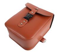 JUMPLAWN Motorcycle Front Bag Brown PU Leather Handlebar Tool Pouch | Canvas Build, Adjustable Straps and Pockets, Quick Mounting, Rain Protection, for Scooters and Daily Commuting