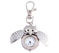 JUMPLAWN Owl Pocket Watch Alloy Key Chain Decorative Retro Timepiece | White Owl Shape, Practical Viewing, Lovely Fashion Style, Women’s Accessory, Gift Choice