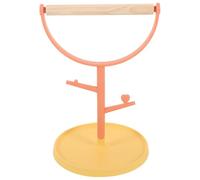 JUMPLAWN Parrot Bird Perch Plastic Training Stand Tabletop Bird Perch Platform with Branch for Budgerigar and Cockatiel in Orange-yellow for Indoor Use